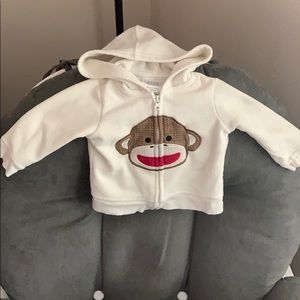 Baby zip up monkey hoodie 3-6 months
